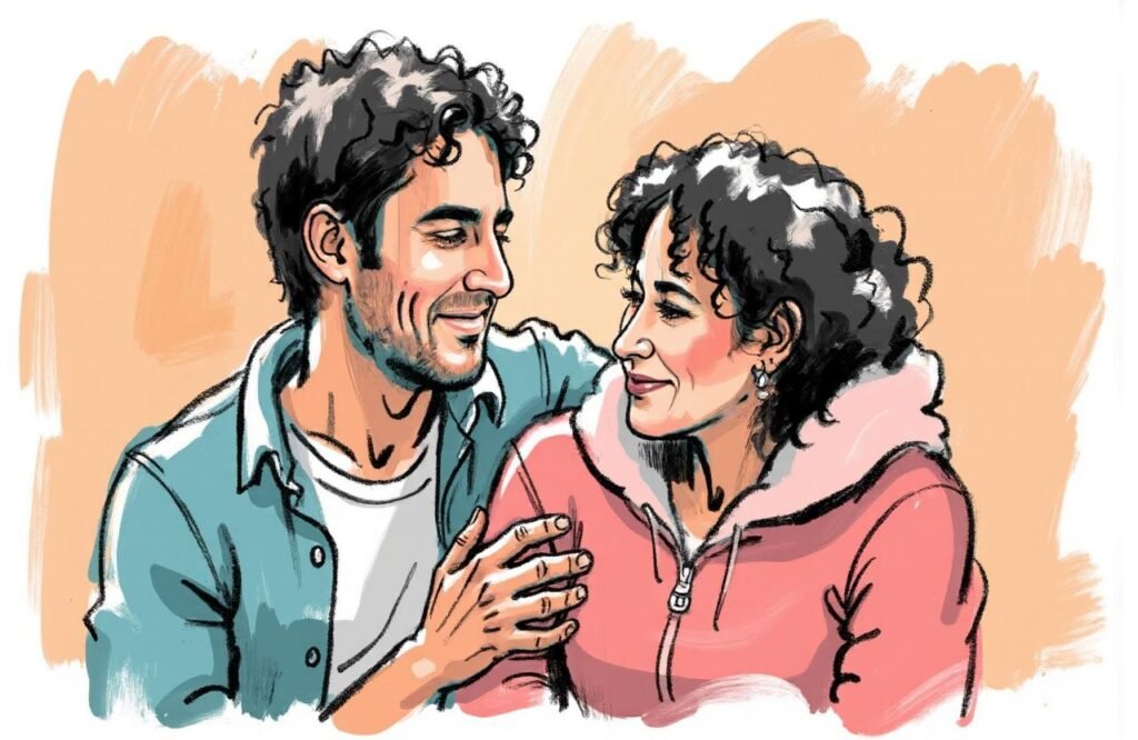 يد امرأة تضعها على ذراع رجل مغربي، تجسيدا لدعم الشريكة في مواجهة تأثير دوالي الخصية على الانتصاب.