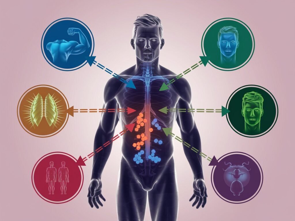 صورة توضيحية لتأثيرات التستوستيرون على جسم الرجل