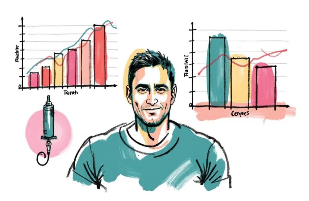شاب مغربي يستعرض الأدلة العلمية لفعالية مضخات تكبير القضيب وعلاج ضعف الانتصاب، مع إظهار للجهاز الفراغي.