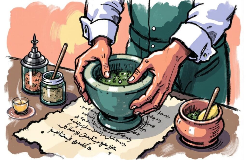 تحضير وصفة داود الأنطاكي لتك reparación القضيب فن الصيدلة التقليدية
