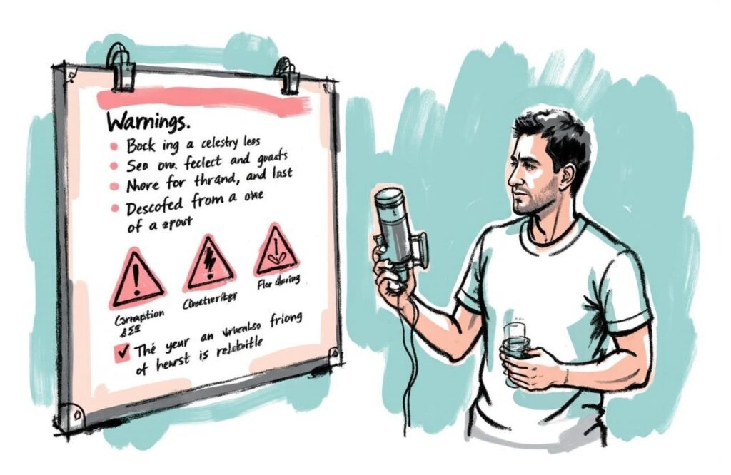 شاب مغربي يقرأ الاحتياطات اللازمة لفهم مضخات تكبير القضيب وعلاج ضعف الانتصاب، مع ظهور لجهاز المضخة.