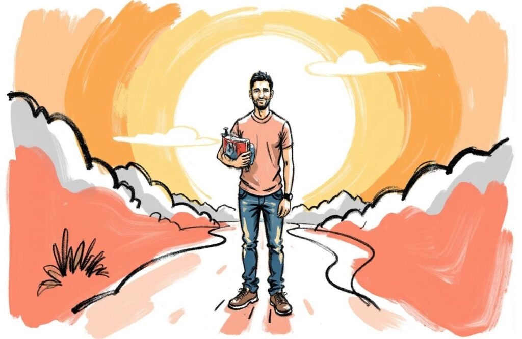 شاب مغربي متفائل يختتم النقاش حول مضخات تكبير القضيب وعلاج ضعف الانتصاب، ممسكًا بجهاز المضخة كرمز للحل.