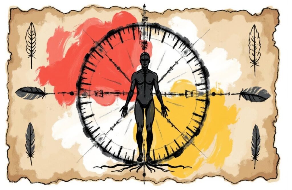 رسم توضيحي يمثل نظرية الأخلاط الأربعة التي كانت الأساس الفكري في الطب القديم. تساعد الصورة في فهم الأساس النظري الذي استندت إليه وصفة الرازي لتكبير القضيب في عصره.