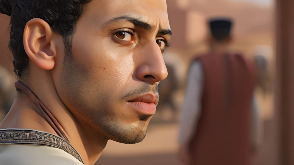 رجل مغربي يدقق بتركيز شديد في تفاصيل إجراء معين لفهم كل جوانب ومخاطر جراحات تكبير القضيب المتعلقة به.