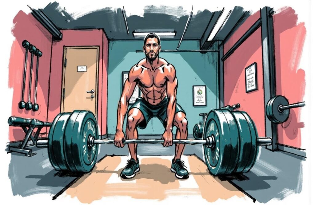 رجل يمارس تمارين القوة، مما يوضح أهمية نمط الحياة الصحي كخطوة أولى قبل التفكير في استخدام مكملات غذائية لزيادة هرمون التستوستيرون.